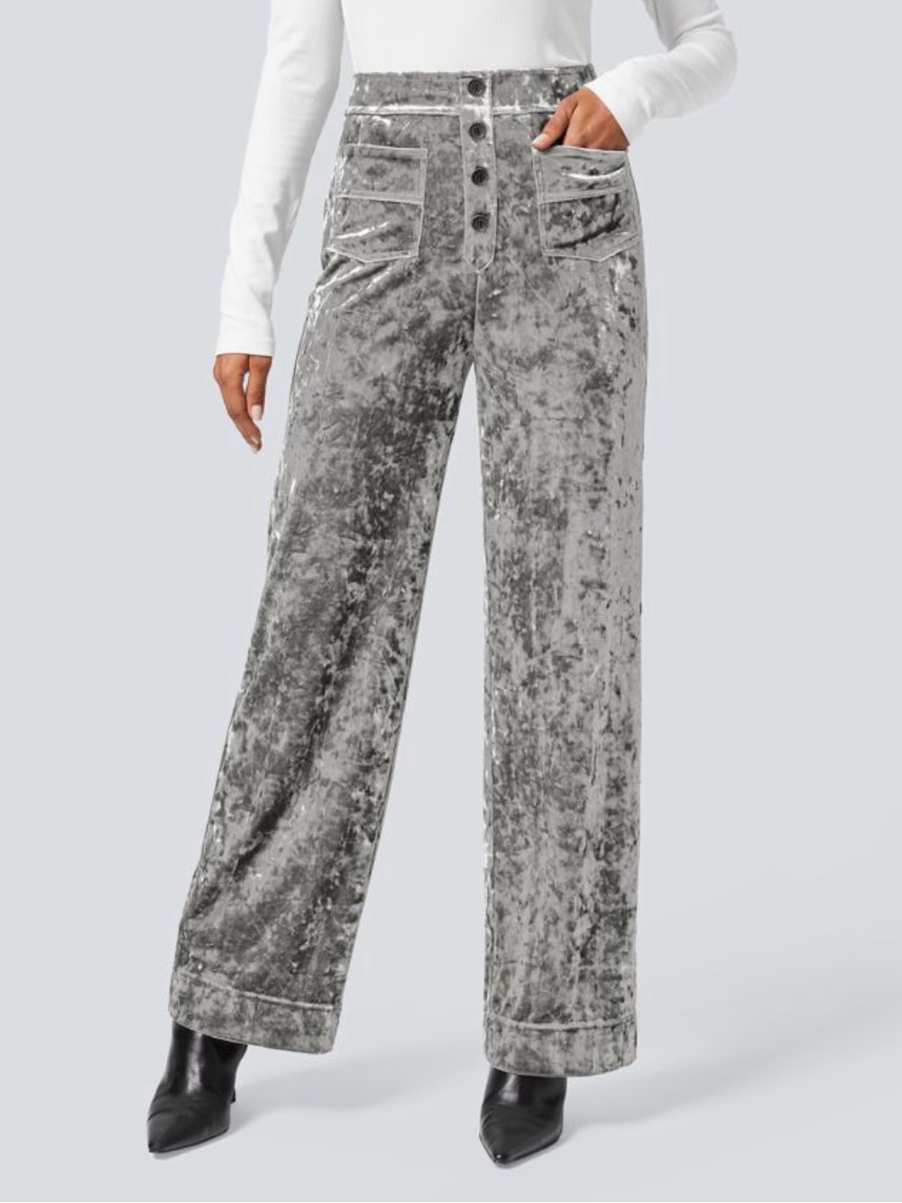 Halara Wide Leg Pants in Gray & Silver Size Small NWT